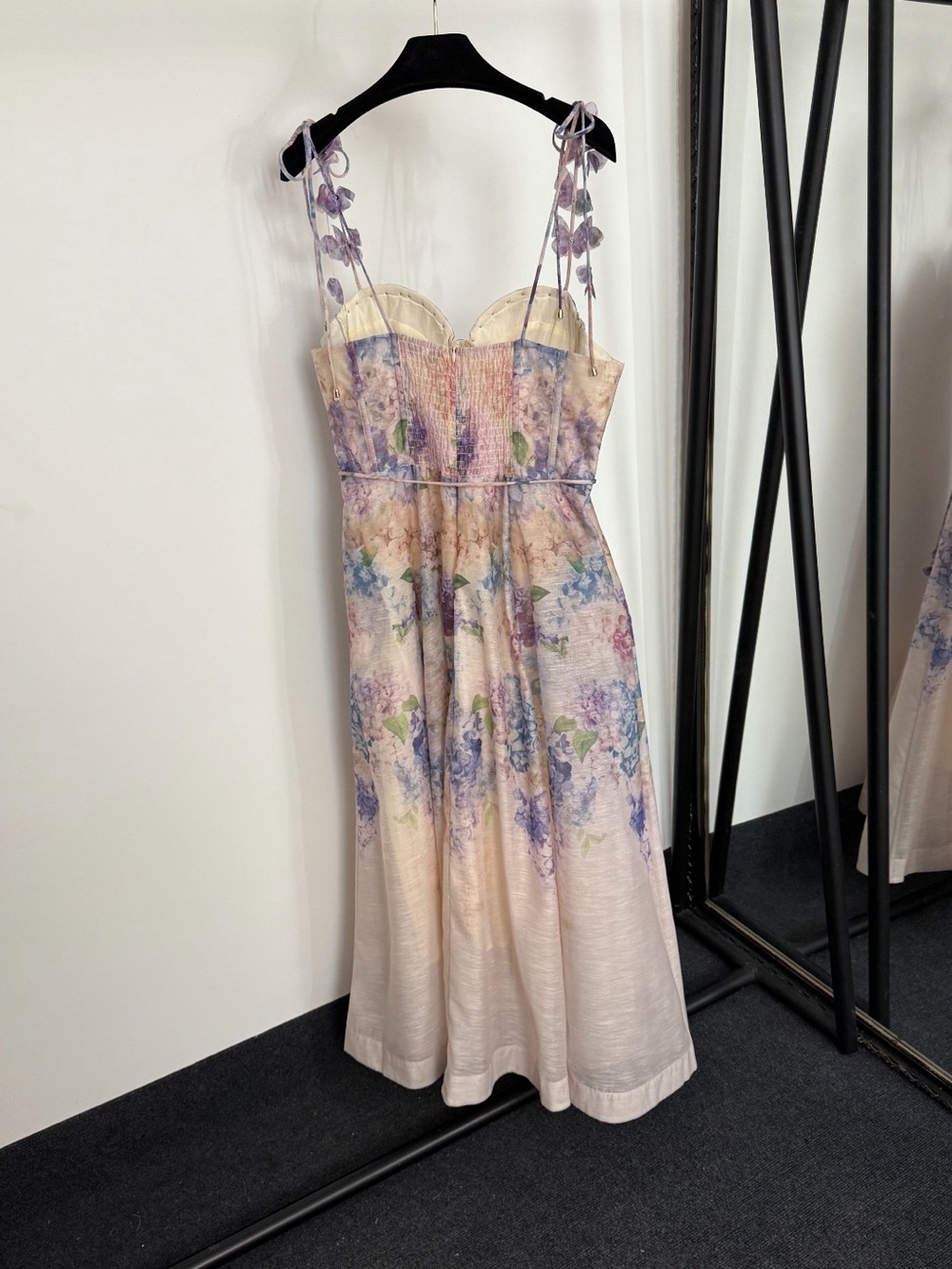 Zimmermann Hydrangea Corset Midi Dress | Purple Floral Linen Silk - Picture 3 of 9
